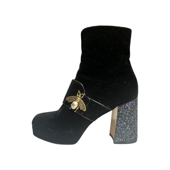 Velvet glitter heel bee boot - Picture 1 of 5